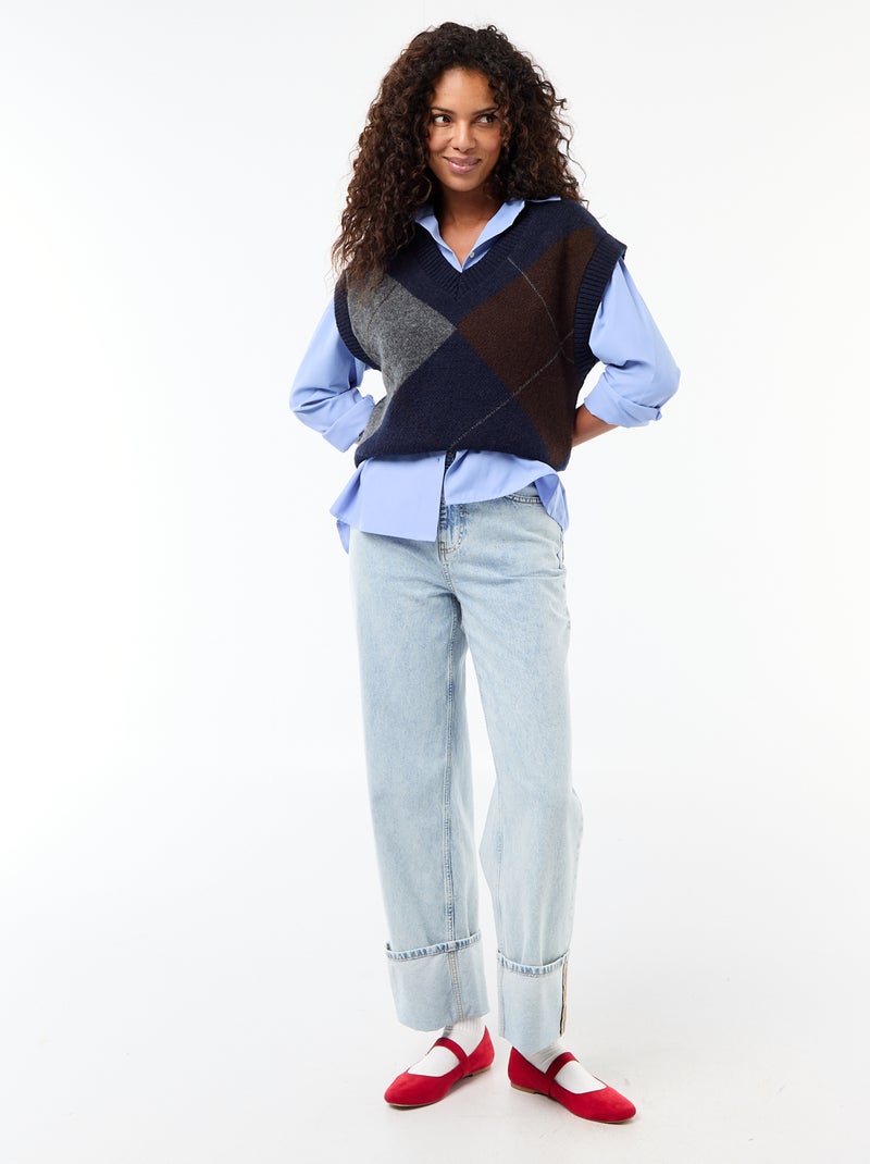 Pull senza maniche con motivo a losanghe Blu - Kiabi