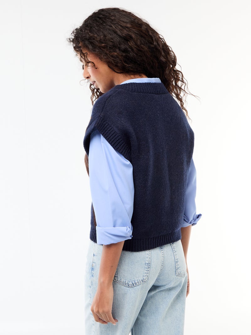 Pull senza maniche con motivo a losanghe Blu - Kiabi