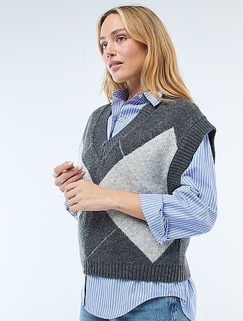 Pull senza maniche con motivo a losanghe