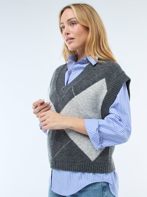 Pull senza maniche con motivo a losanghe - Kiabi