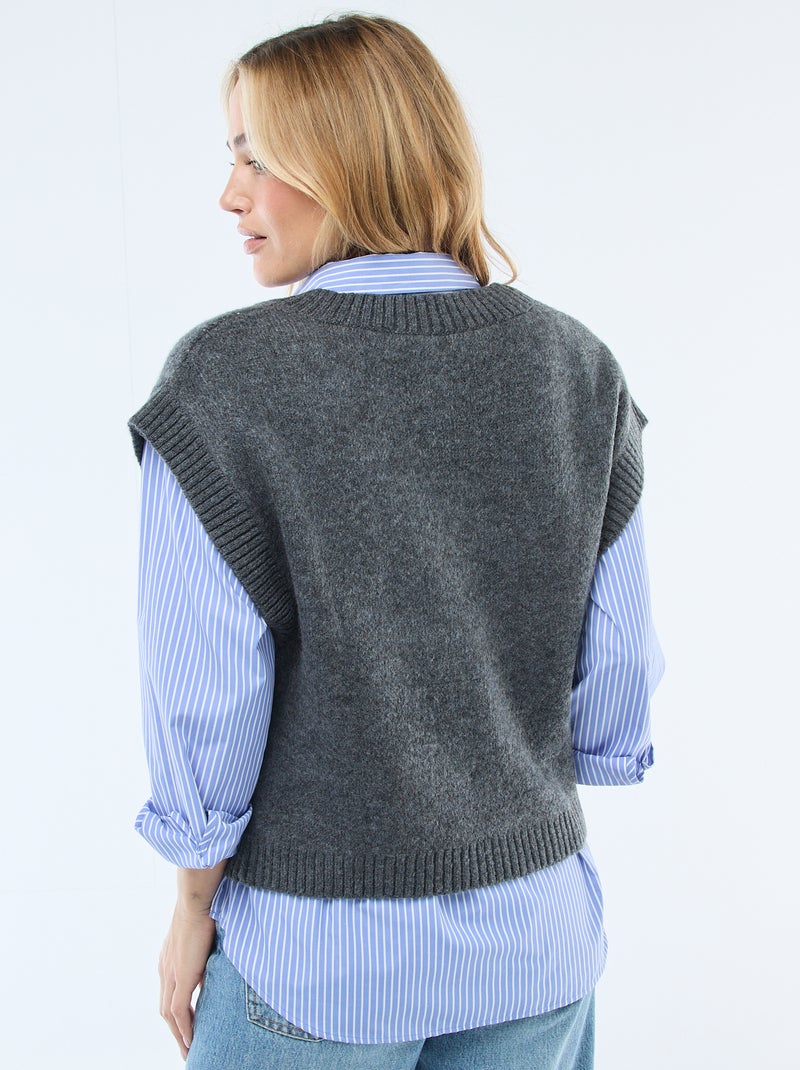 Pull senza maniche con motivo a losanghe Grigio - Kiabi
