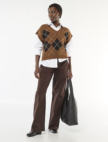 Pull senza maniche con motivo a losanghe