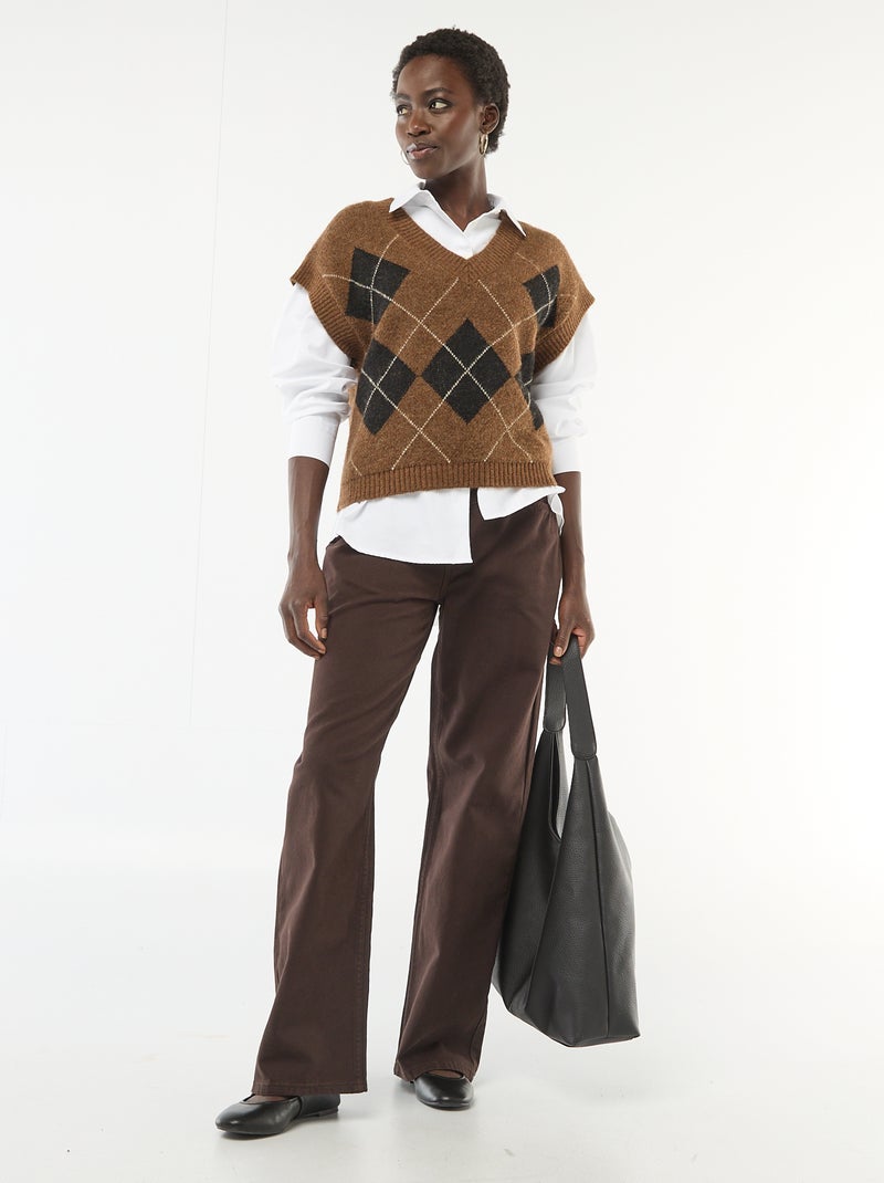 Pull senza maniche con motivo a losanghe Nero - Kiabi