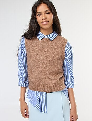 Pullover senza maniche in lana e mohair misto