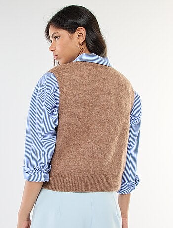 Pullover senza maniche in lana e mohair misto