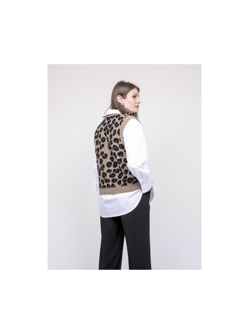 Pull senza maniche leopardato KURTINA Marrone - Kiabi