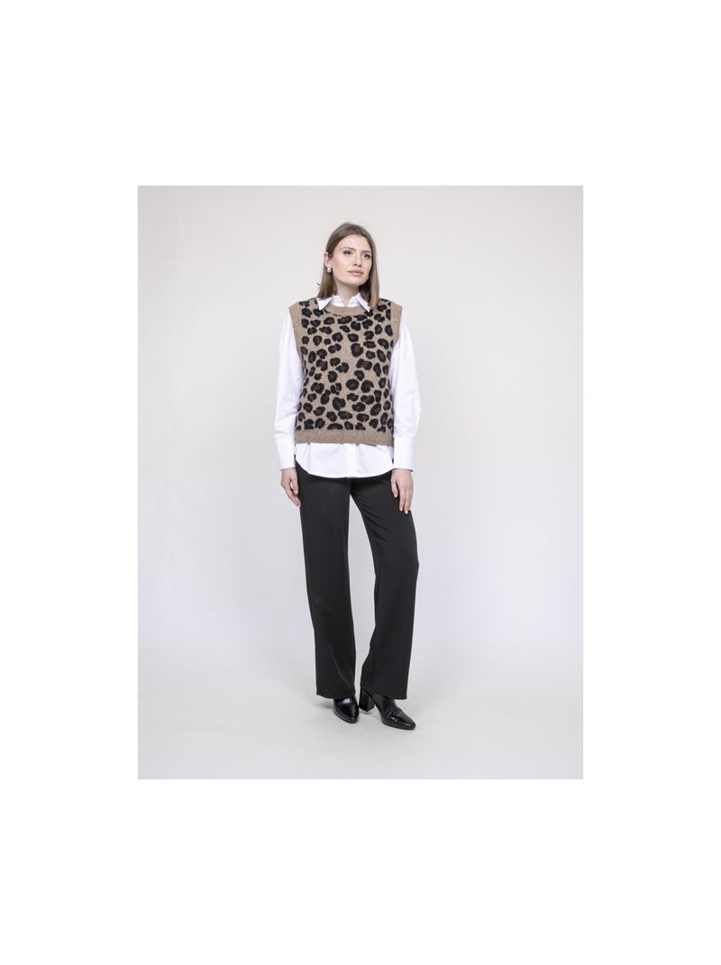 Pull senza maniche leopardato KURTINA Marrone - Kiabi