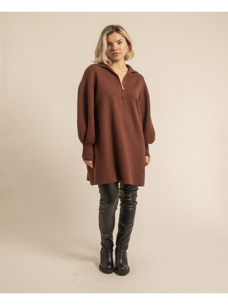 Pull tunica collo con zip KORANTINE Marrone - Kiabi