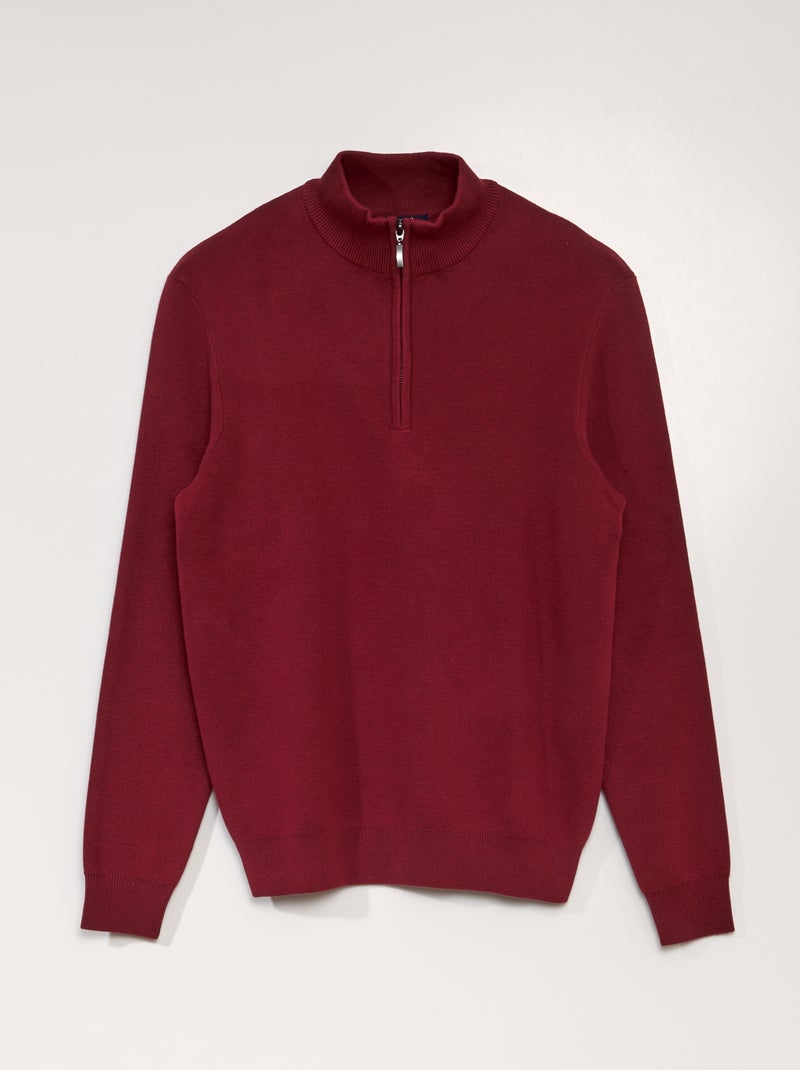 Pullover a collo alto con zip Bordeaux - Kiabi