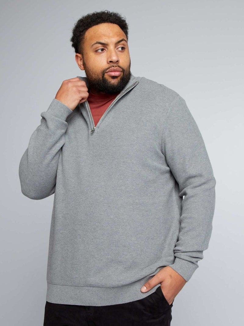 Pullover a collo alto con zip GRIGIO - Kiabi