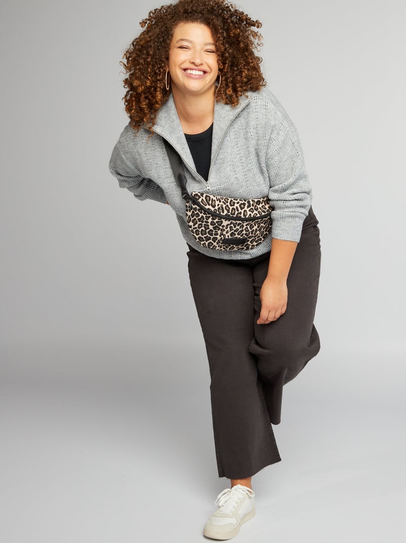 Pullover a collo alto con zip Grigio chiaro - Kiabi