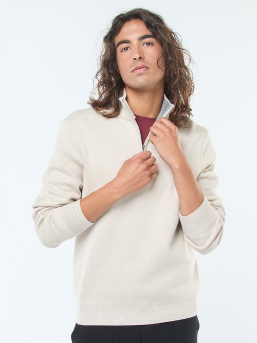 Pullover a collo alto con zip in maglia - Kiabi