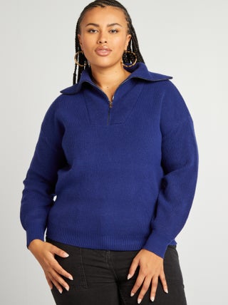 Pullover a collo alto con zip in maglia