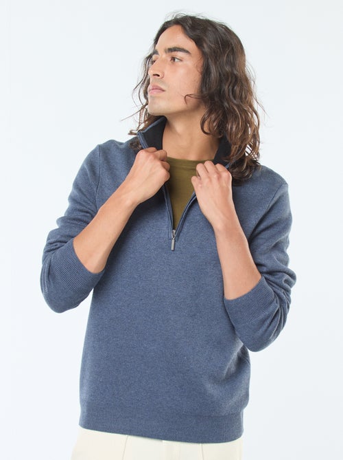 Pullover a collo alto con zip in maglia - Kiabi