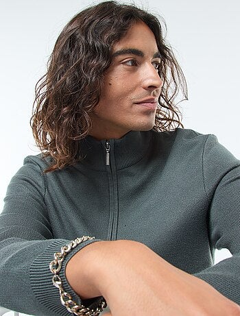Pullover a collo alto con zip in maglia