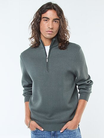 Pullover a collo alto con zip in maglia