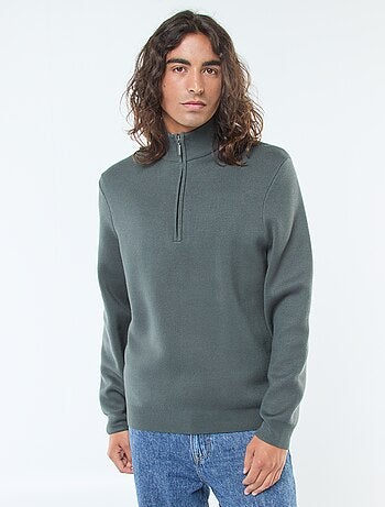 Pullover a collo alto con zip in maglia