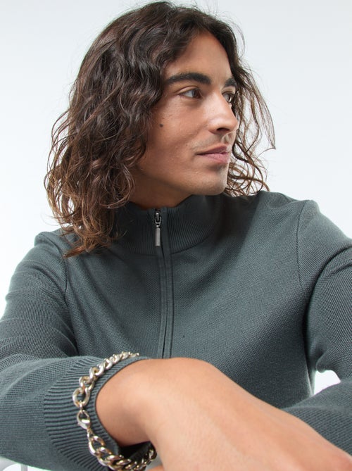 Pullover a collo alto con zip in maglia - Kiabi