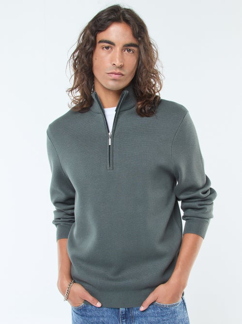 Pullover a collo alto con zip in maglia - Kiabi