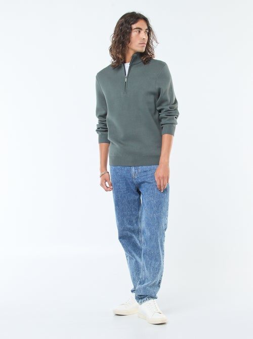 Pullover a collo alto con zip in maglia - Kiabi