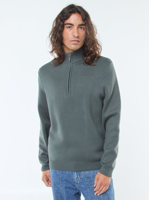 Pullover a collo alto con zip in maglia - Kiabi