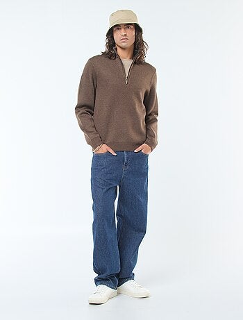 Pullover a collo alto con zip in maglia