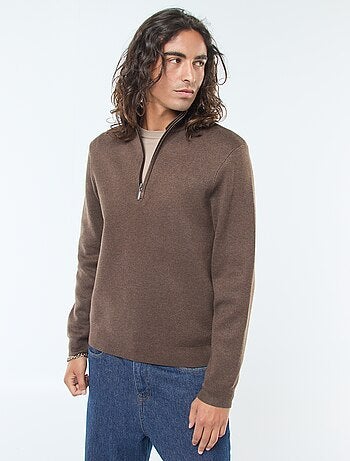Pullover a collo alto con zip in maglia