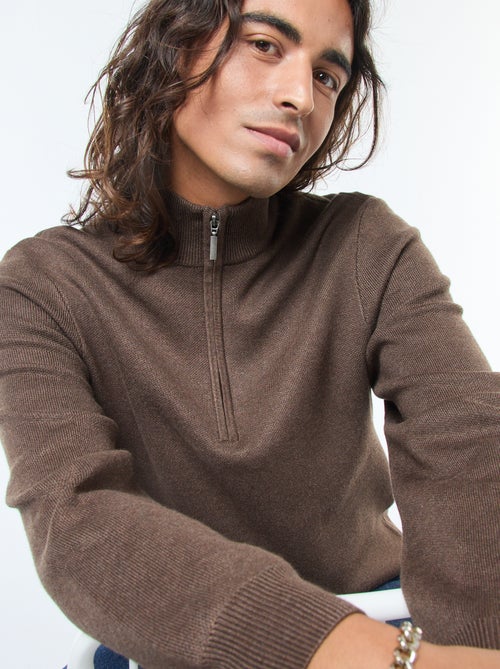 Pullover a collo alto con zip in maglia - Kiabi