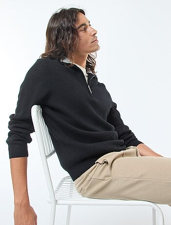 Pullover a collo alto con zip in maglia