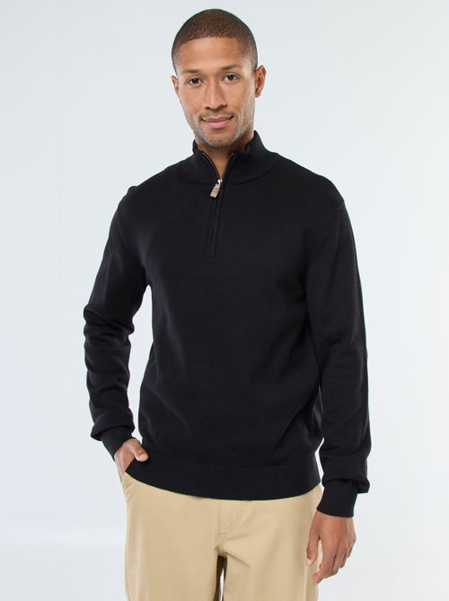 Pullover a collo alto con zip in maglia - Kiabi