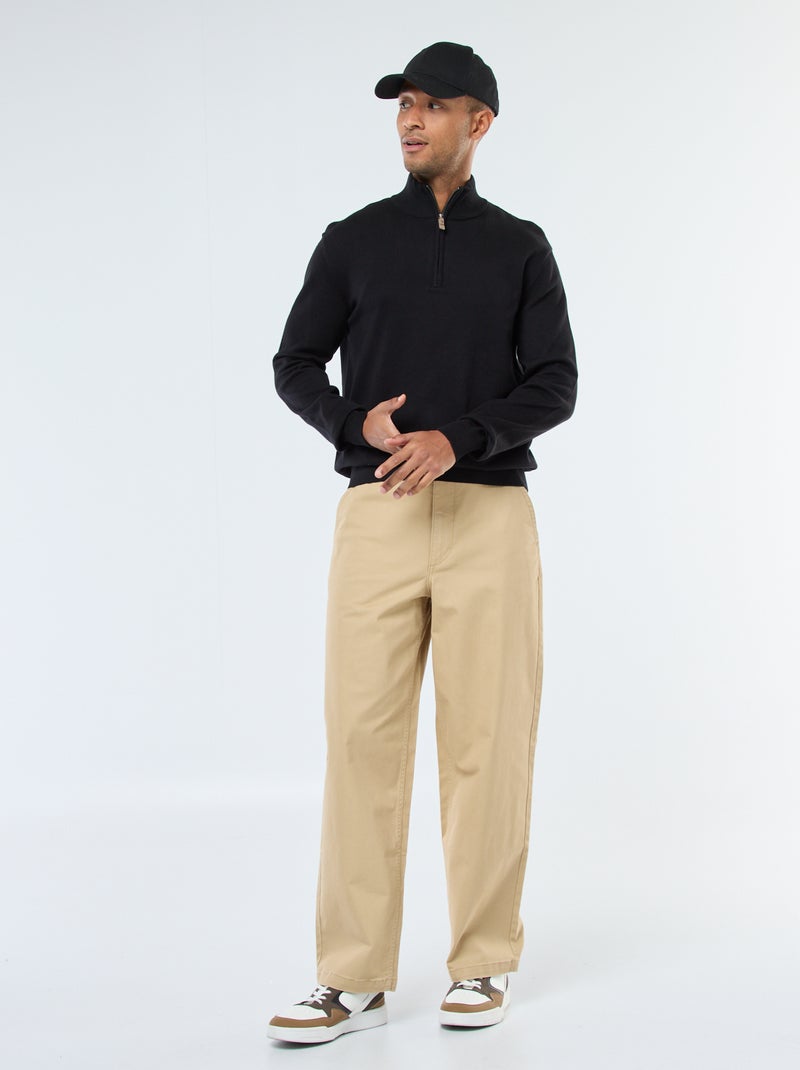 Pullover a collo alto con zip in maglia Nero - Kiabi