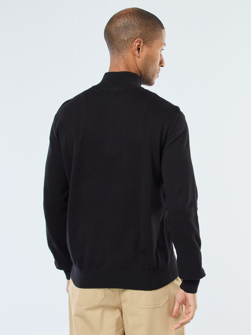 Pullover a collo alto con zip in maglia Nero - Kiabi
