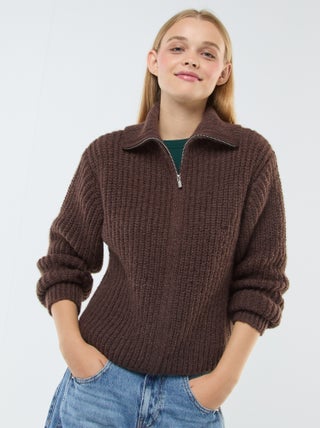 Pullover a collo alto con zip
