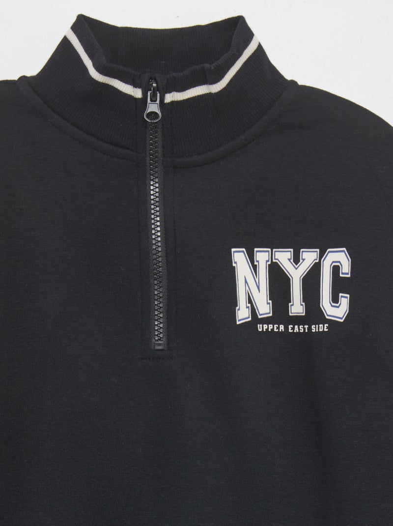 Pullover a collo alto con zip NERO - Kiabi