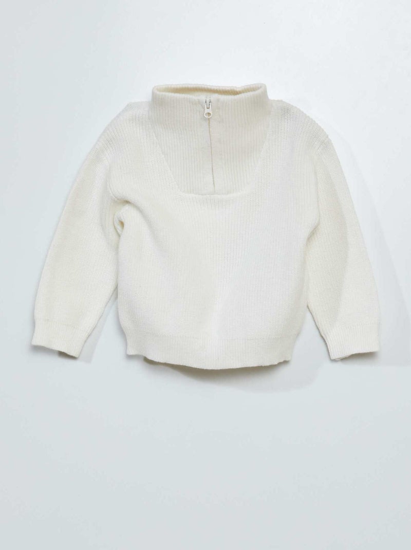 Pullover a collo alto in maglia a costa perlata BIANCO - Kiabi