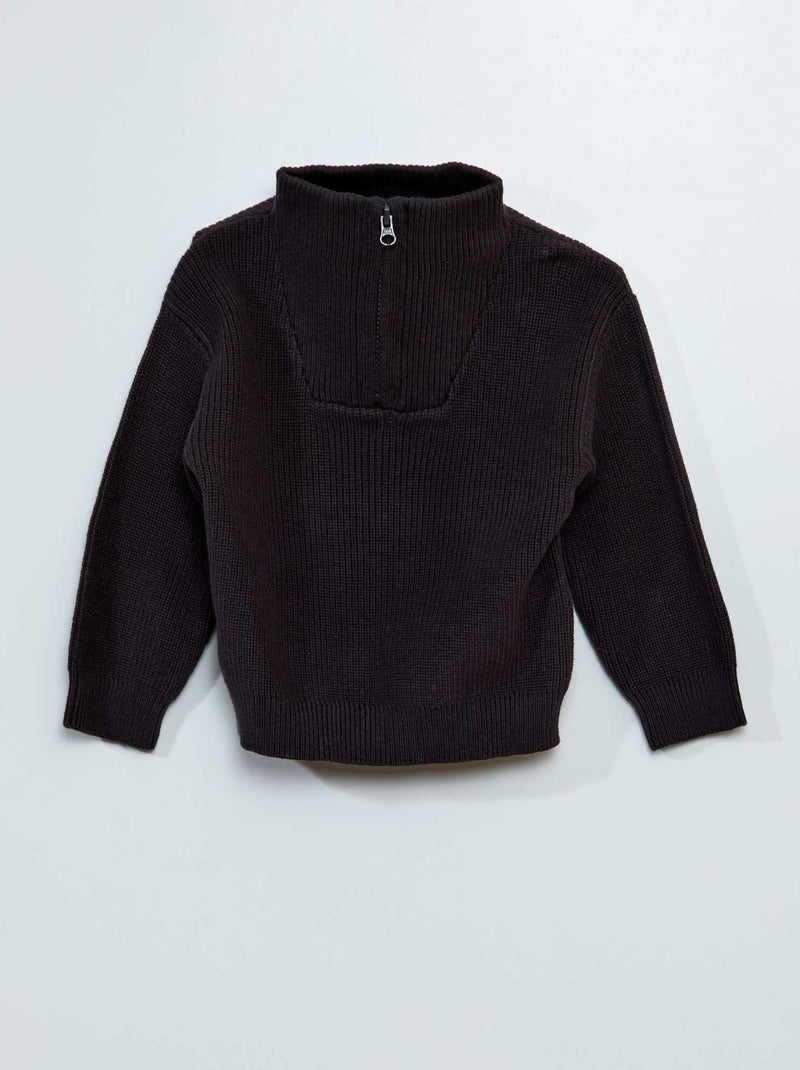 Pullover a collo alto in maglia a costa perlata NERO - Kiabi