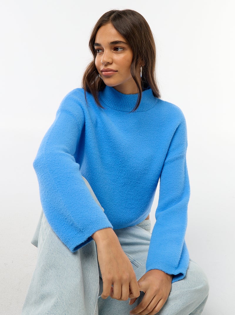 Pullover a collo alto in maglia a punto grosso Blu - Kiabi