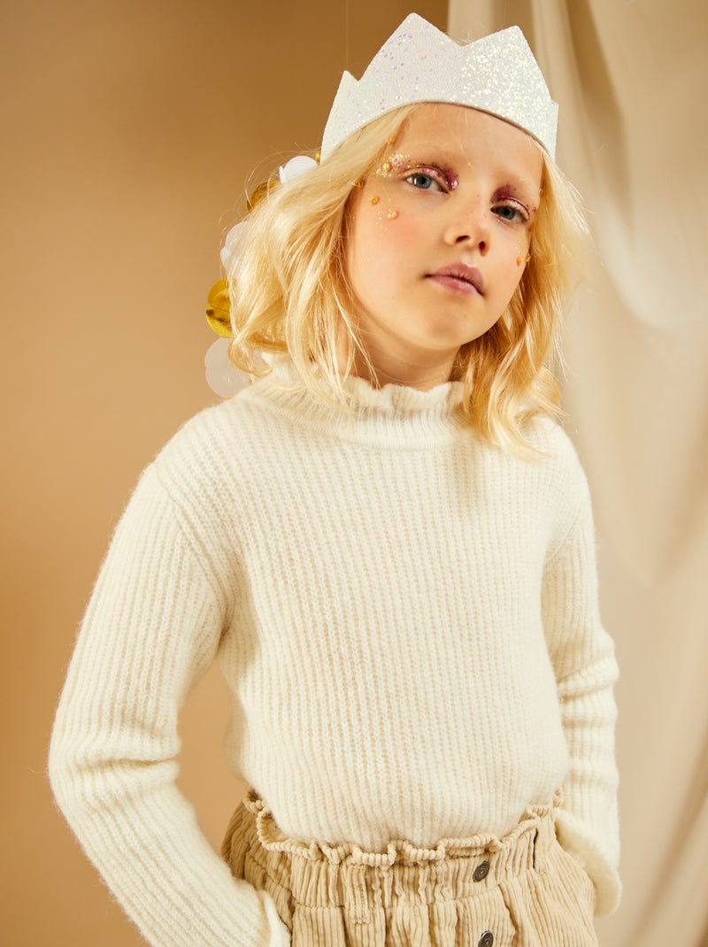 Pullover a collo alto in maglia BIANCO - Kiabi