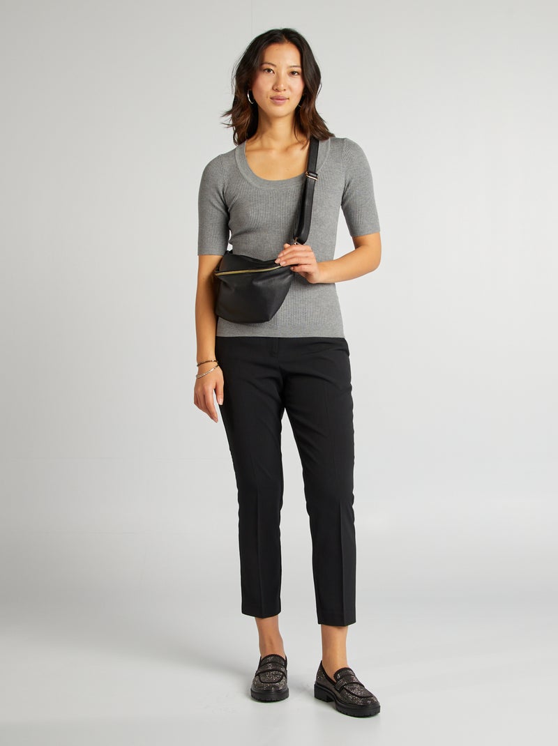 Pullover a coste con maniche corte GRIGIO - Kiabi