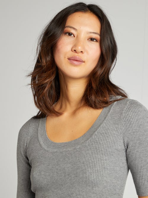 Pullover a coste con maniche corte - Kiabi