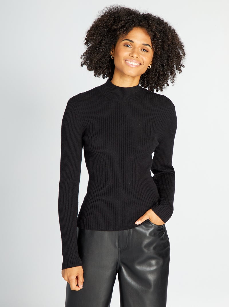 Pullover a coste nero - Kiabi