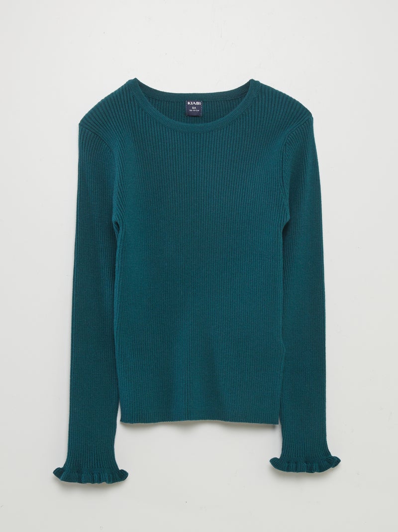 Pullover a coste verde - Kiabi