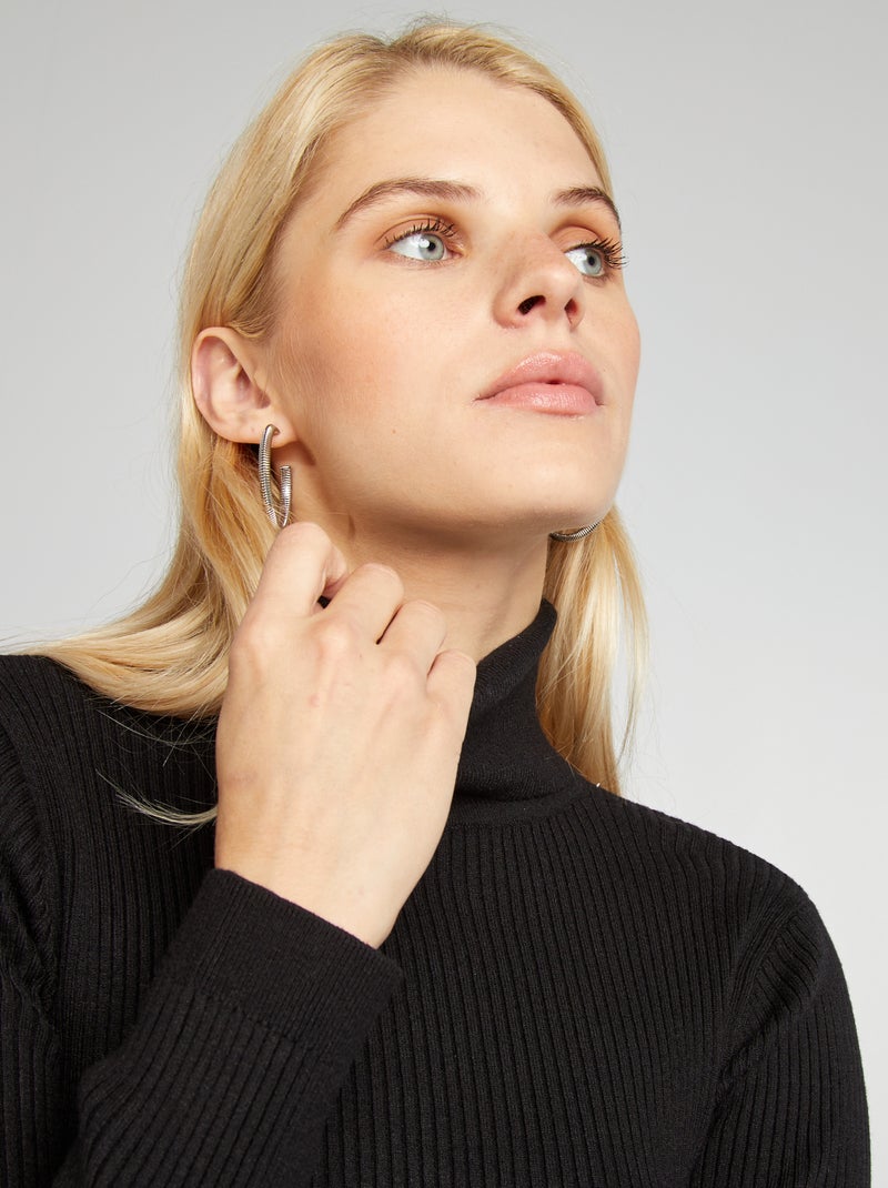 Pullover a dolcevita in maglia a coste nero - Kiabi