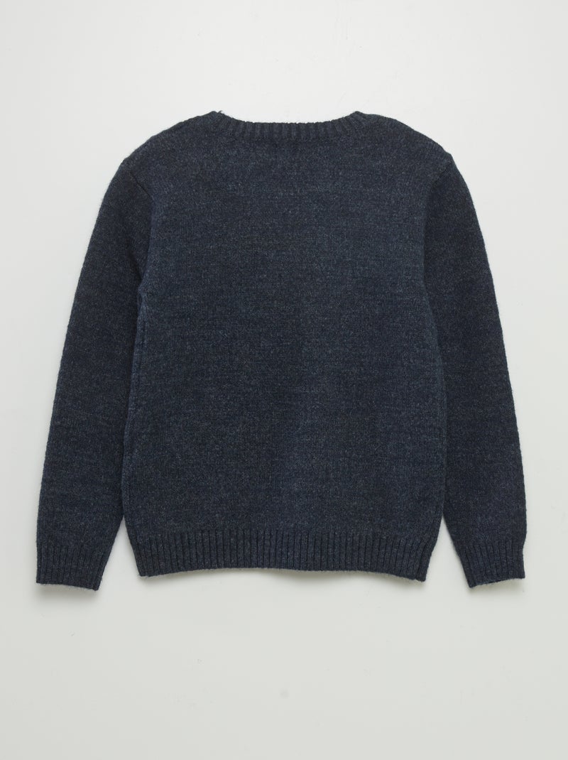 Pullover a girocollo con lavorazione a trecce BLU - Kiabi