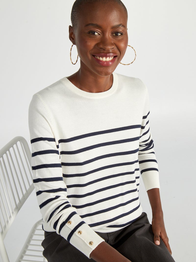 Pullover a maglia fine BIANCO - Kiabi