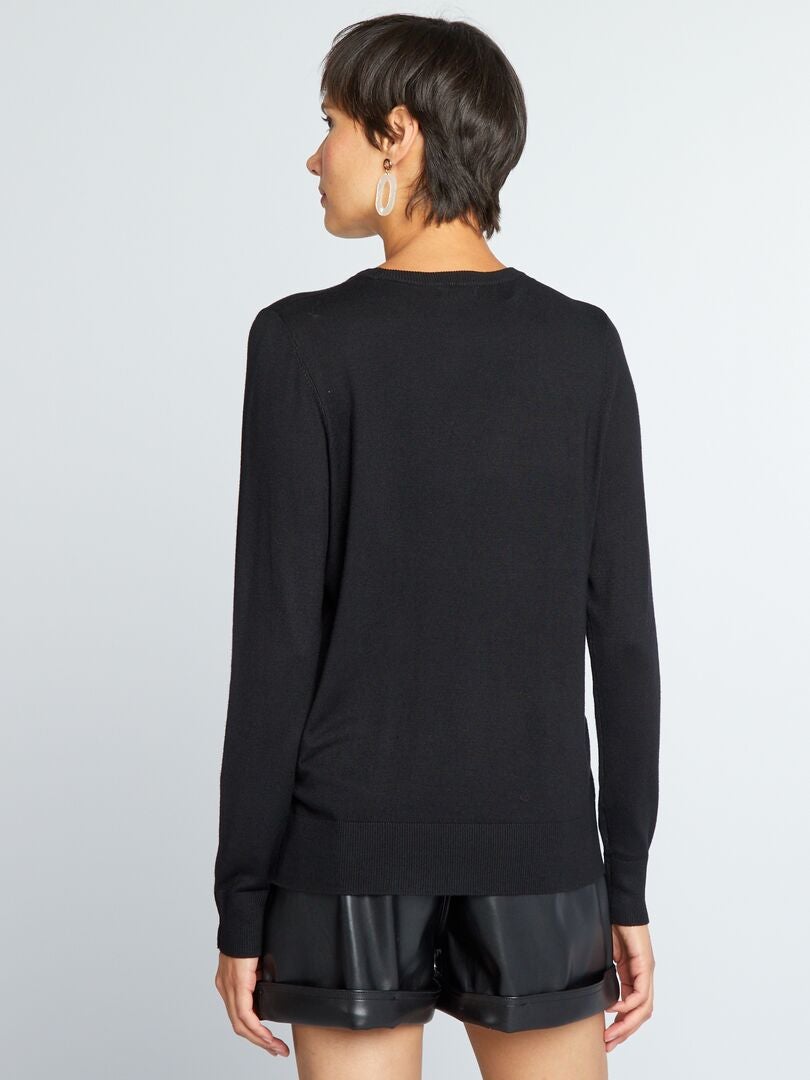 Pullover a maglia fine nero - Kiabi