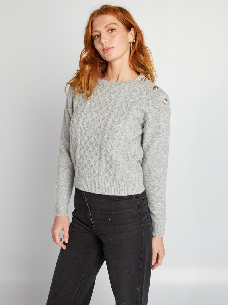 Pullover a maglia grossa GRIGIO - Kiabi