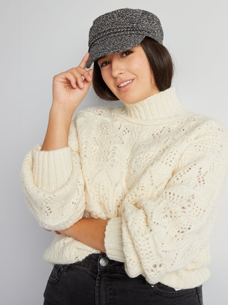 Pullover a maglia grossa traforata BEIGE - Kiabi