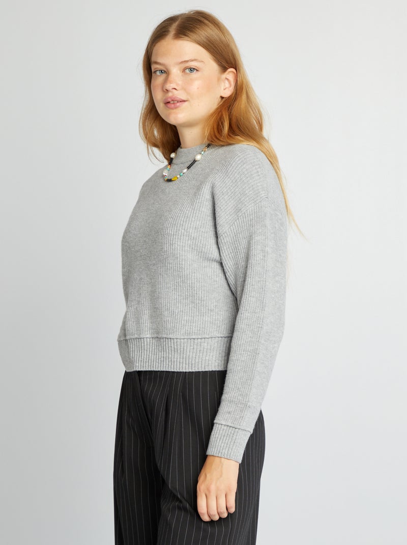 Pullover a maglia spessa GRIGIO - Kiabi
