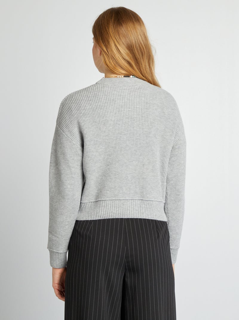 Pullover a maglia spessa GRIGIO - Kiabi